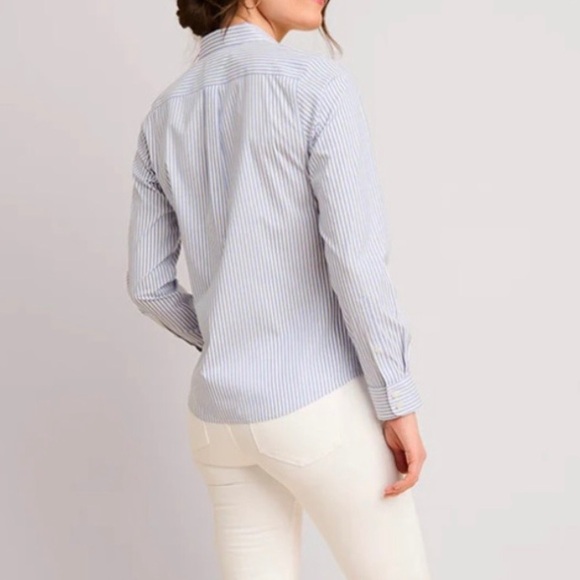 Untuckit Pinot Perse Striped Button Up White Blue New With Tags Size 14 - Picture 2 of 12